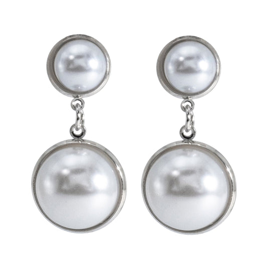 Shining Jewel Western Style Silver Plated Pearl Drop Earring For Women - (SJE_95_S_D6)