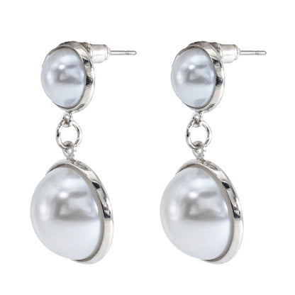 Shining Jewel Western Style Silver Plated Pearl Drop Earring For Women - (SJE_95_S_D6)