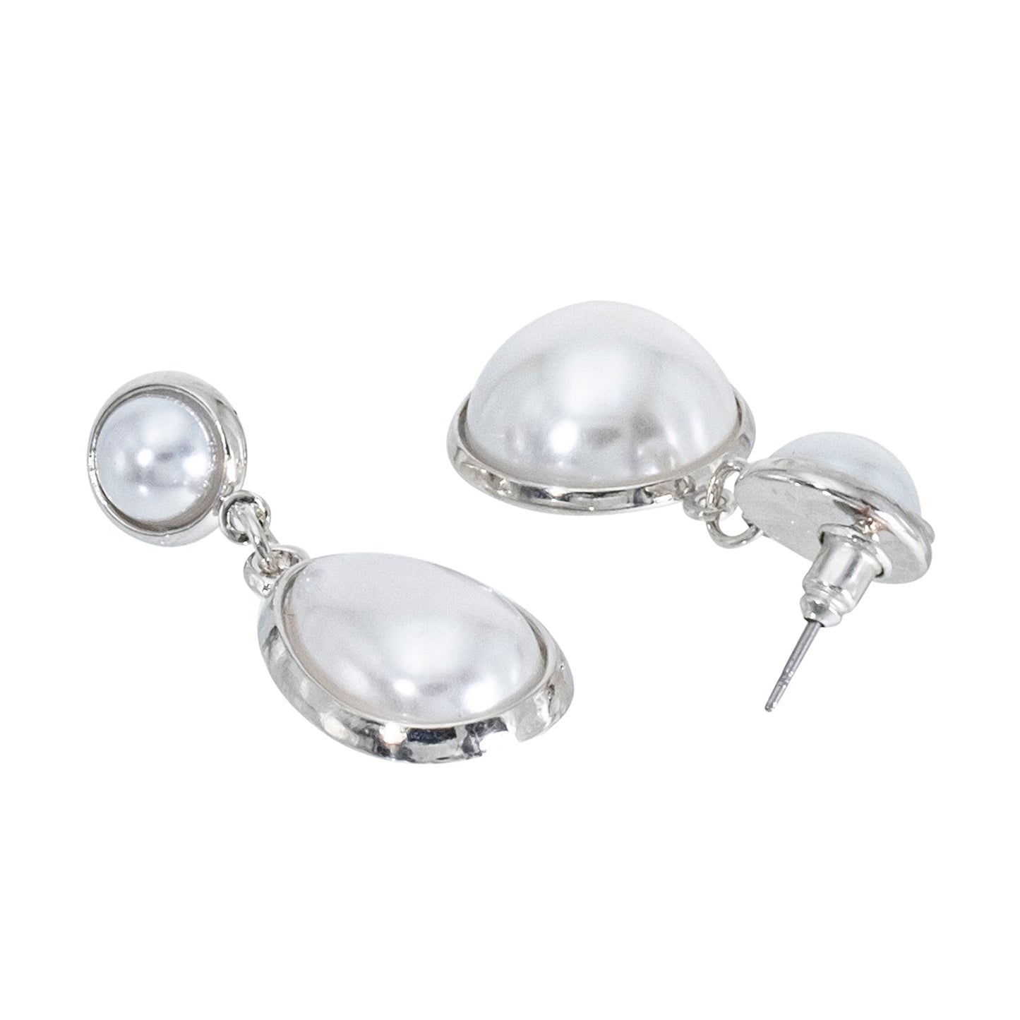 Shining Jewel Western Style Silver Plated Pearl Drop Earring For Women - (SJE_95_S_D6)