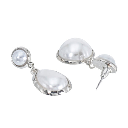 Shining Jewel Western Style Silver Plated Pearl Drop Earring For Women - (SJE_95_S_D6)