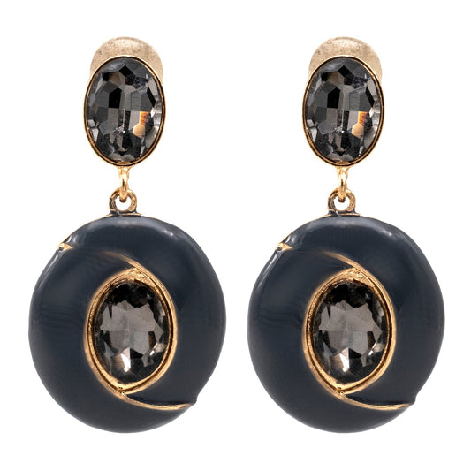 Shining Jewel Western Style Gold Plated Enamel, CZ, Crystal Studded Drop Earring For Women - (SJE_96_D2_GY)