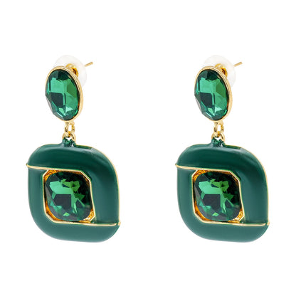 Shining Jewel Western Style Gold Plated Enamel, CZ, Crystal Studded Drop Earring For Women - (SJE_96_D5_G)