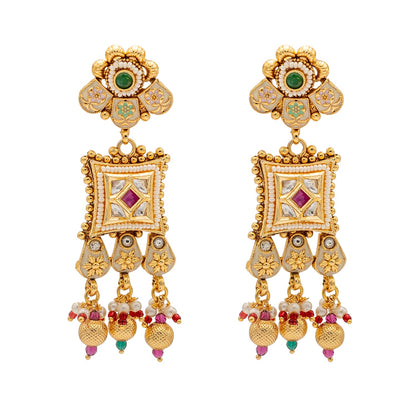 Shining Jewel Traditional Indian Gold Plated Kundan,CZ, Studded Choker Wedding, Bridal Dori Necklace with Matching Earring Jewelry Set For Women - Maroon, Green (SJN_272)