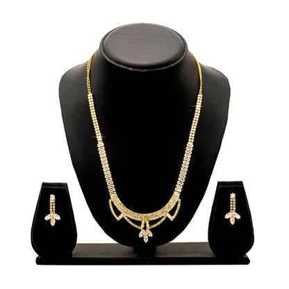 Shining Jewel Gold Plated Western CZ, Crystals & AD Design Necklace with Drop Earrings Jewellery/Jewelry Set for Women (SJN_274_G_D3)