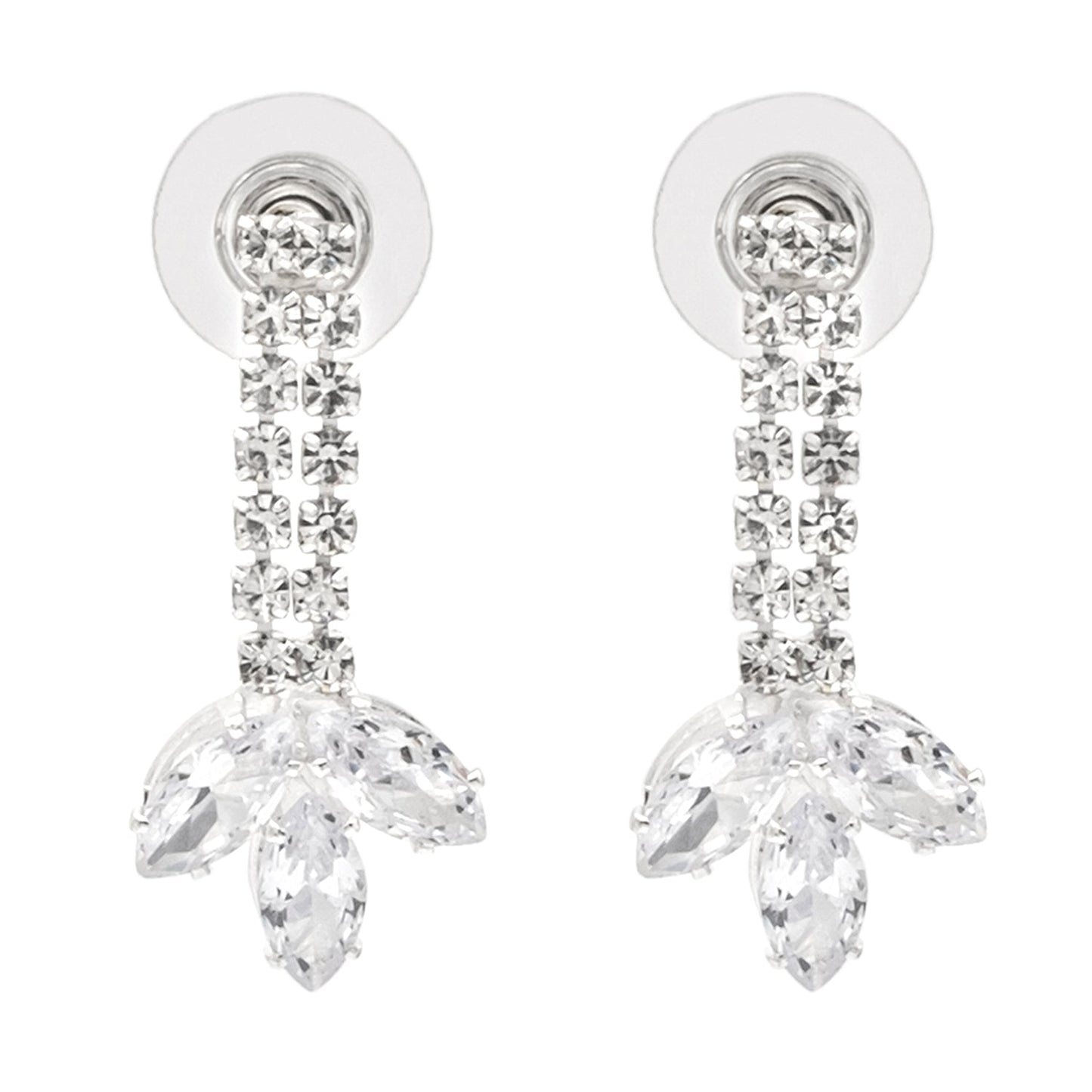 Shining Jewel Silver Plated Western CZ, Crystals & AD Design Necklace with Drop Earrings Jewellery/Jewelry Set for Women (SJN_274_S_D1)