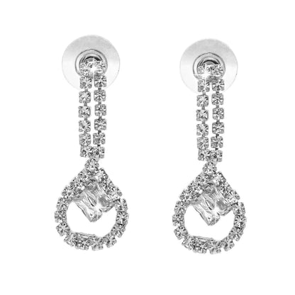 Shining Jewel Silver Plated Western CZ, Crystals & AD Design Necklace with Drop Earrings Jewellery/Jewelry Set for Women (SJN_274_S_D2)