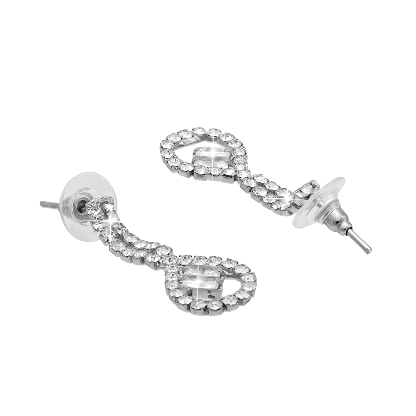 Shining Jewel Silver Plated Western CZ, Crystals & AD Design Necklace with Drop Earrings Jewellery/Jewelry Set for Women (SJN_274_S_D2)
