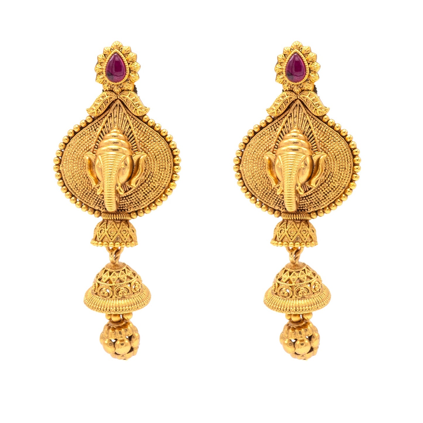 Shining Jewel - by Shivansh Antique Matte Gold Plated Temple Jewellery Inspired Wedding Bridal Ganapati Pendant Choker Necklace Jewellery Set for Women (SJN_306_G1)