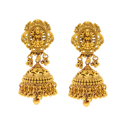 Shining Jewel - by Shivansh Antique Matte Gold Plated Temple Jewellery Inspired Wedding Bridal Lakshmi Pendant Choker Necklace Jewellery Set for Women (SJN_306_L1)