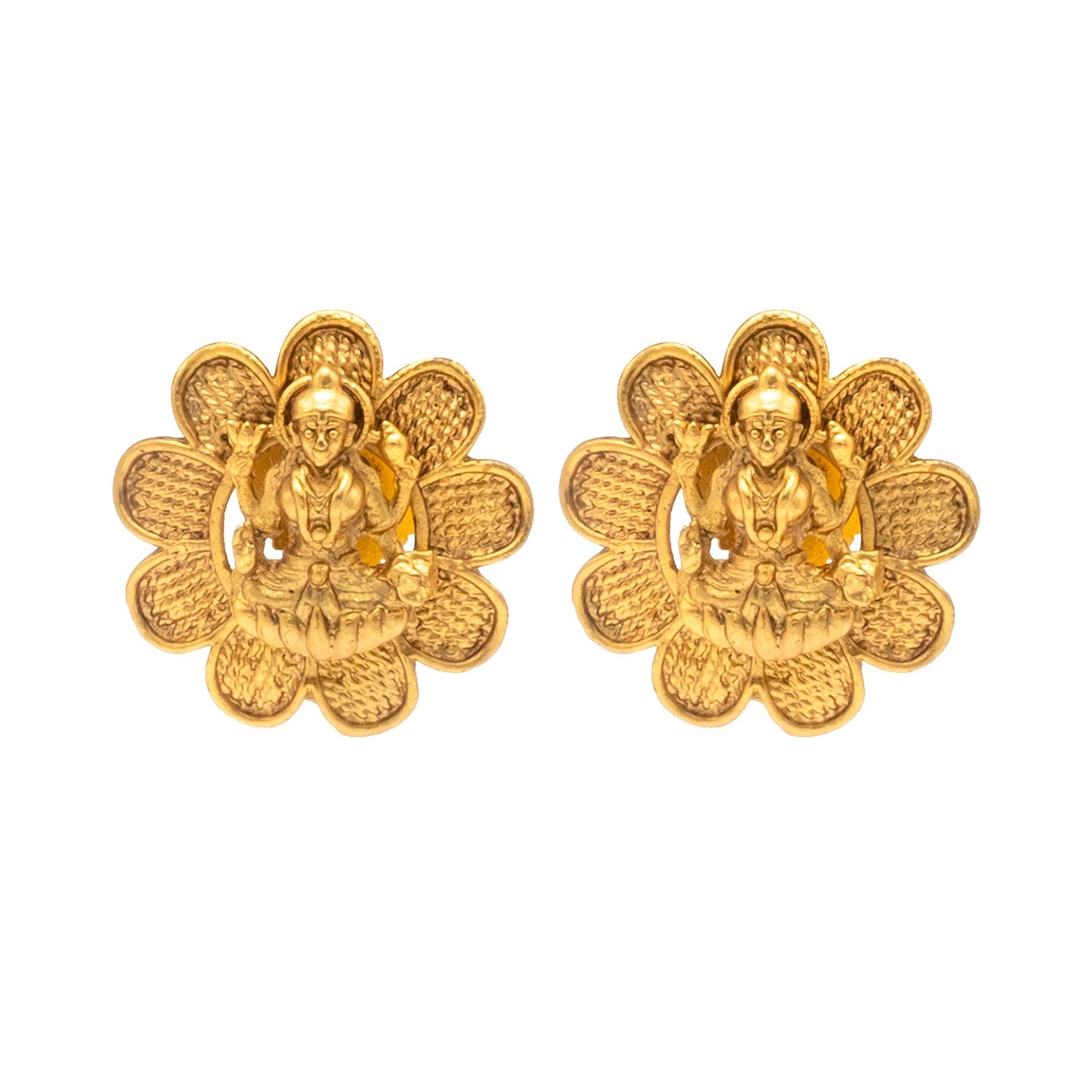 Shining Jewel - by Shivansh Antique Matte Gold Plated Temple Jewellery Inspired Wedding Bridal Laxmi Pendant Necklace Jewellery Set for Women (SJN_307_L1)