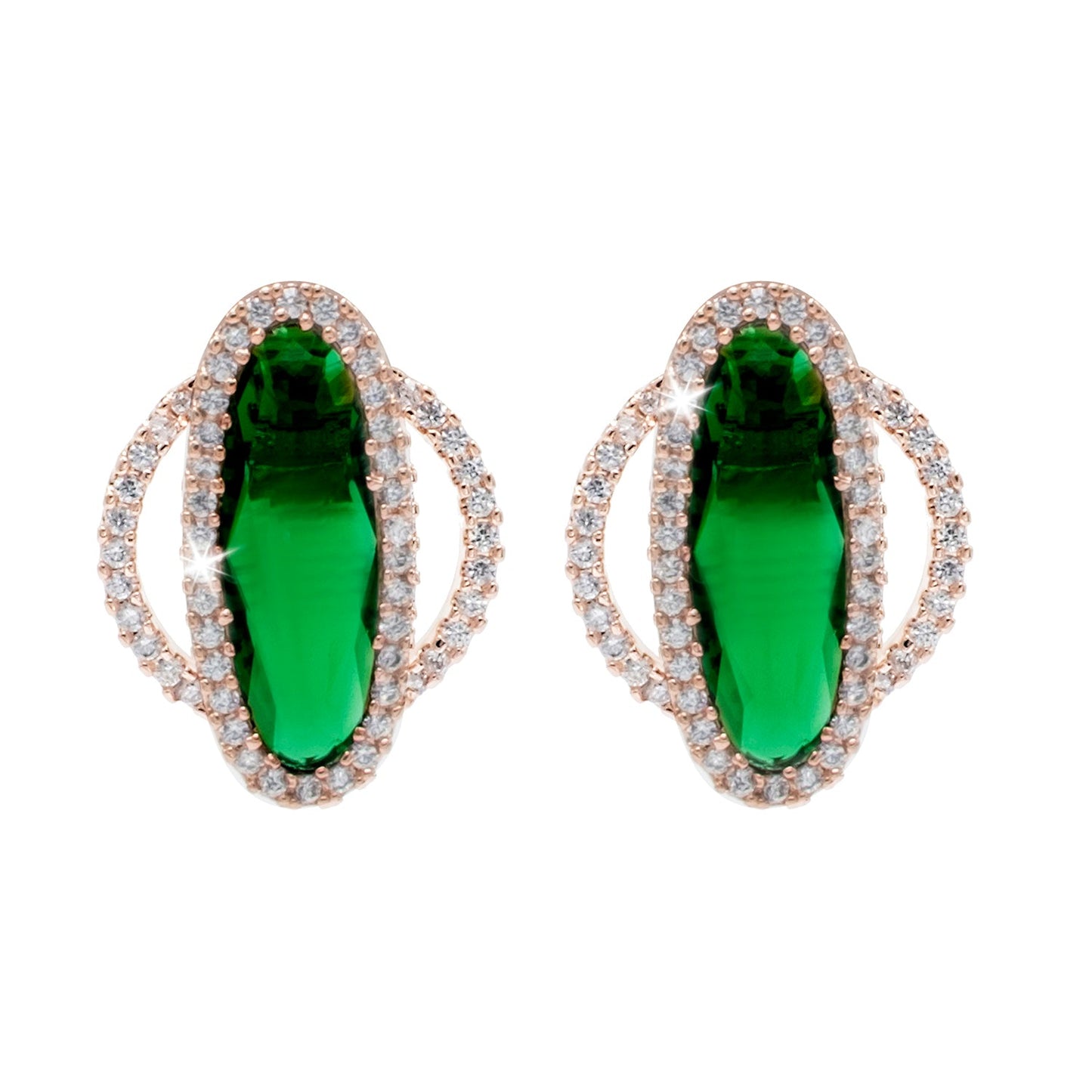 Shining Jewel by Shivansh Western Elegant Rose Gold-Plated CZ Stone & Crystals & AD with Maching Earring Dailywear Partywear Pendant Set for Women (SJN_310_RG_G)
