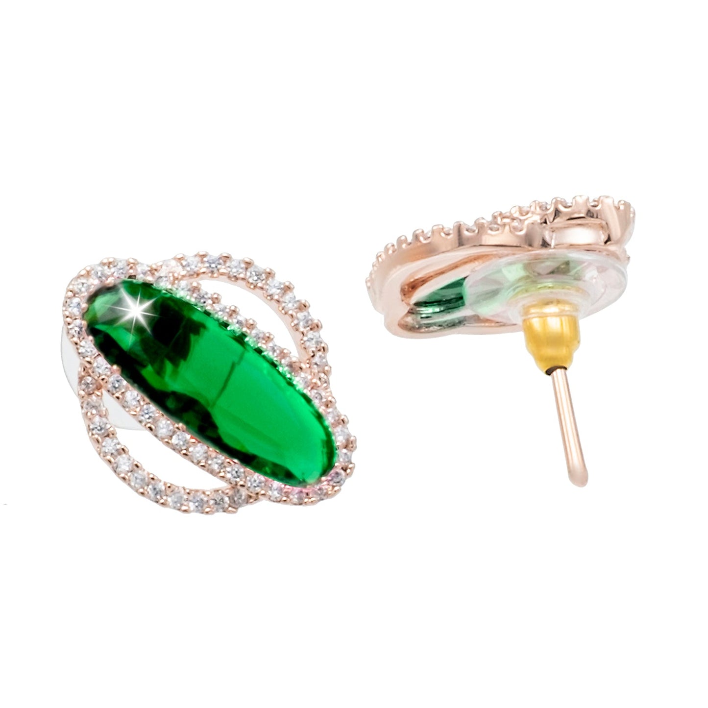 Shining Jewel by Shivansh Western Elegant Rose Gold-Plated CZ Stone & Crystals & AD with Maching Earring Dailywear Partywear Pendant Set for Women (SJN_310_RG_G)