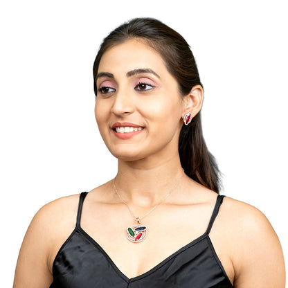 Shining Jewel by Shivansh Western Elegant Rose Gold-Plated CZ Stone & Crystals & AD with Maching Dailywear Partywear Earring Pendant Set for Women (SJN_310_RG_MT)