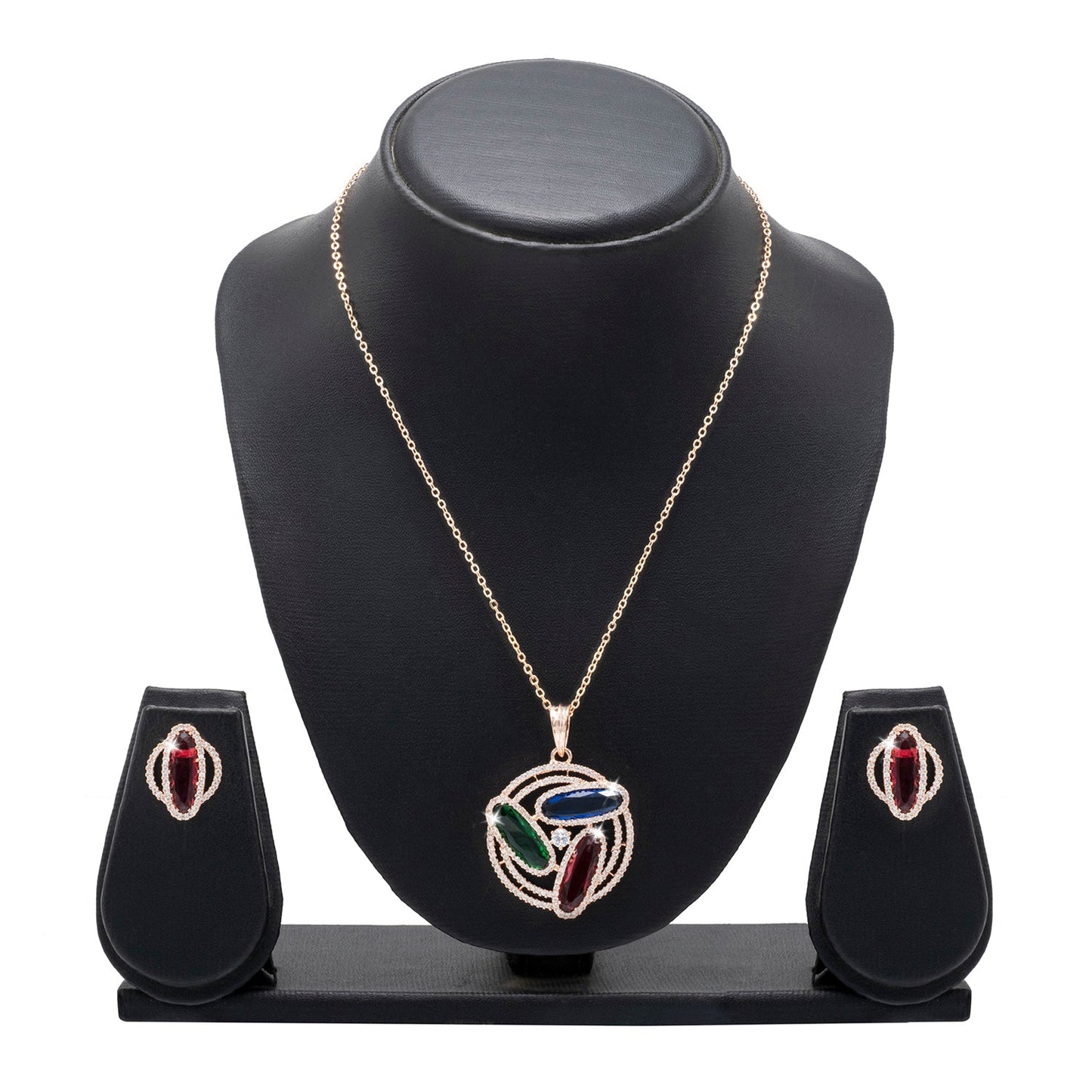 Shining Jewel by Shivansh Western Elegant Rose Gold-Plated CZ Stone & Crystals & AD with Maching Dailywear Partywear Earring Pendant Set for Women (SJN_310_RG_MT)