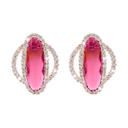 Shining Jewel by Shivansh Western Elegant Rose Gold-Plated CZ Stone & Crystals & AD with Maching Dailywear Partywear Earring Pendant Set for Women (SJN_310_RG_R)