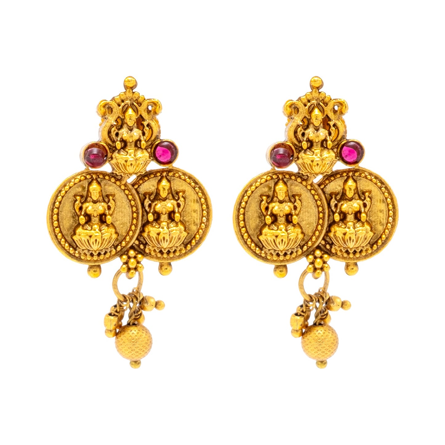 Shining Jewel - by Shivansh Antique Matte Gold Plated Temple Jewellery Inspired Wedding Laxmi Coin Design Necklace Jewellery Set for Women (SJN_312)
