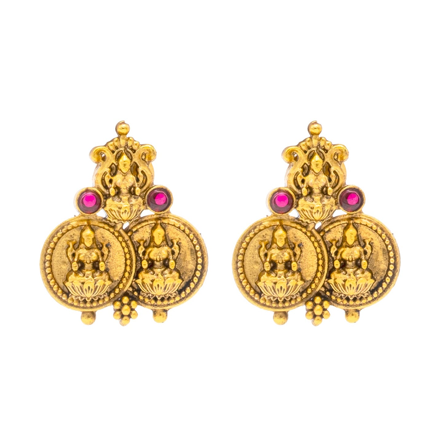 Shining Jewel - by Shivansh Antique Matte Gold Plated Temple Jewellery Inspired Wedding Laxmi Coin Design Necklace Jewellery Set for Women (SJN_316)