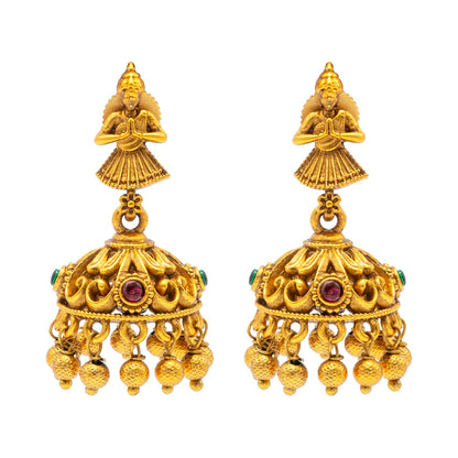 Shining Jewel - by Shivansh Antique Matte Gold Plated Temple Jewellery Inspired Wedding Laxmi Coin Design Necklace Jewellery Set for Women (SJN_317)