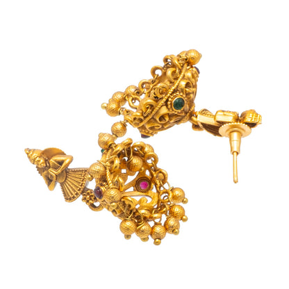 Shining Jewel - by Shivansh Antique Matte Gold Plated Temple Jewellery Inspired Wedding Laxmi Coin Design Necklace Jewellery Set for Women (SJN_317)