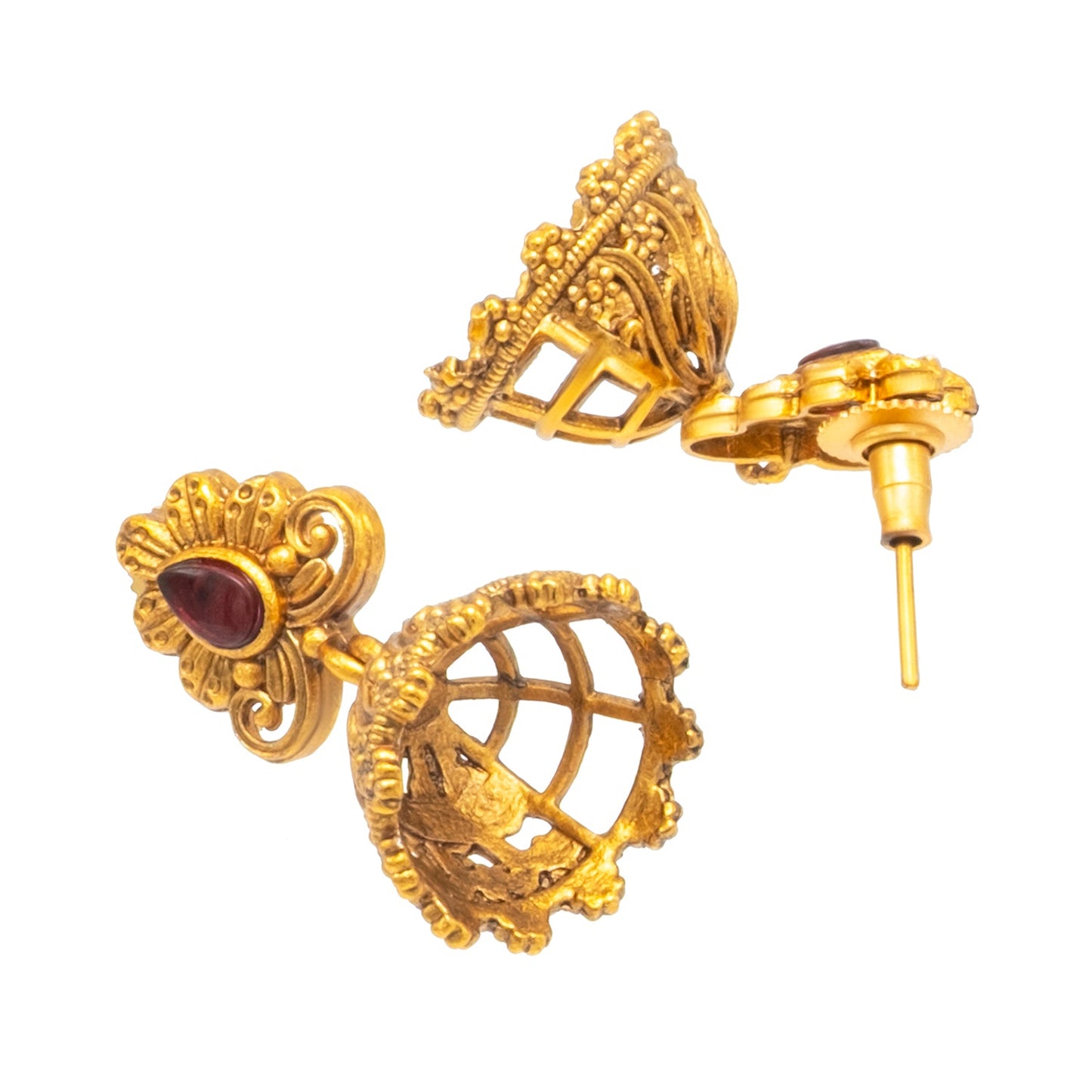 Shining Jewel - by Shivansh Antique Matte Gold Plated Temple Peacock Design Jewellery Inspired Wedding Long Necklace Jewellery Set for Women (SJN_319_D3)