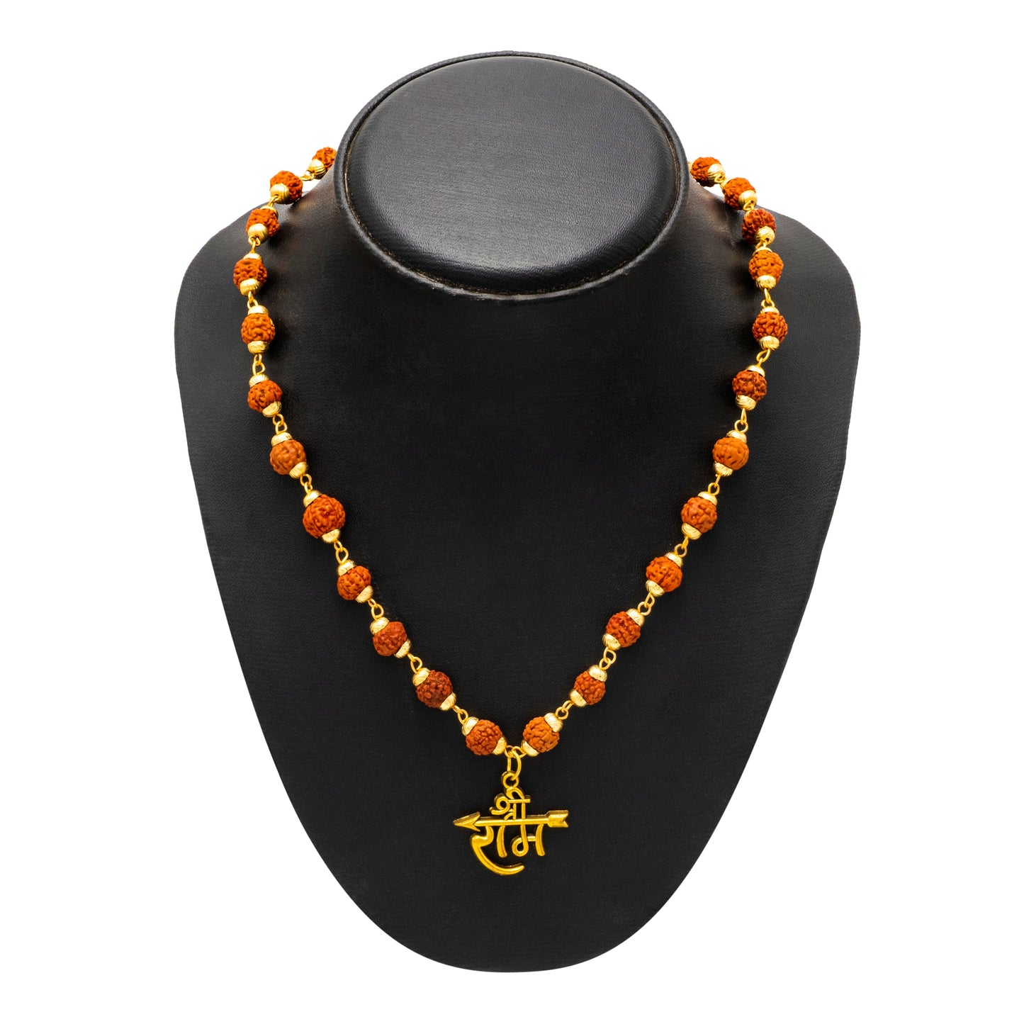 Shining Jewel by - Shivansh Tranditional Gold Plated Lord Shri Ram Rudraksha Pendant Locket for Men (SJN_321_G)