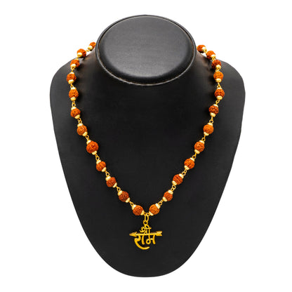 Shining Jewel by - Shivansh Tranditional Gold Plated Lord Shri Ram Rudraksha Pendant Locket for Men (SJN_321_G)
