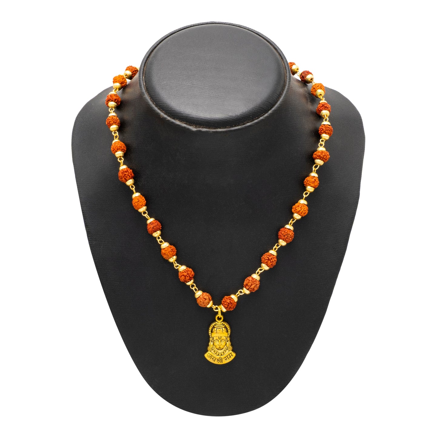 Shining Jewel by - Shivansh Traditional Gold Plated Lord Hanuman Rudraksha Pendant Locket for Men (SJN_323_G)