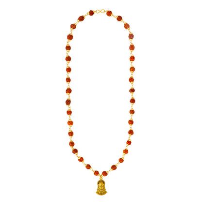 Shining Jewel by - Shivansh Traditional Gold Plated Lord Hanuman Rudraksha Pendant Locket for Men (SJN_323_G)