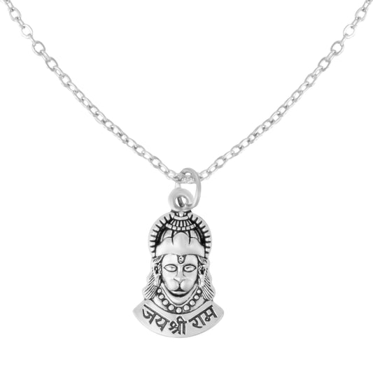 Shining Jewel by - Shivansh Traditional  Silver Plated Lord Hanuman Rudraksha Pendant Locket for Men (SJN_323_S)