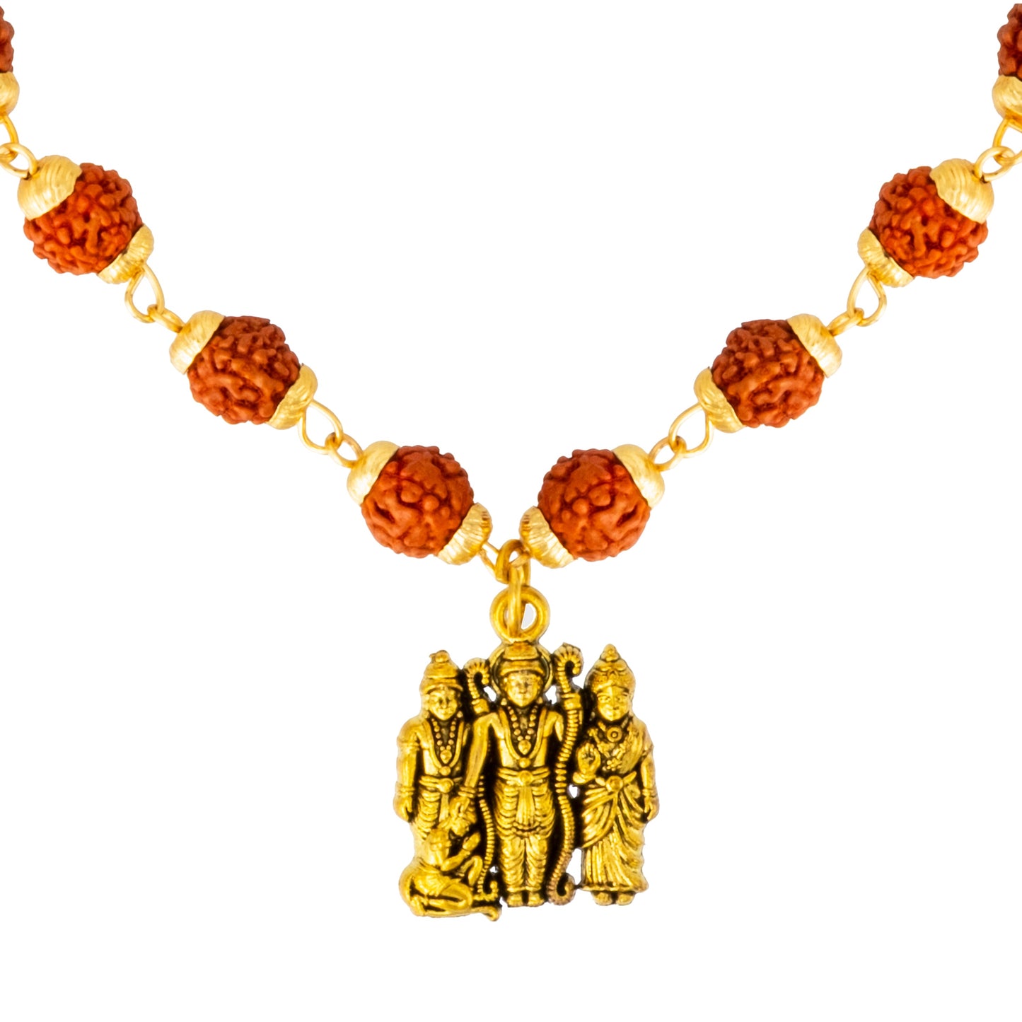 Shining Jewel by - Shivansh Traditional Gold Plated Lord Shri Ram Parivar Rudraksha Pendant Locket for Men (SJN_324)