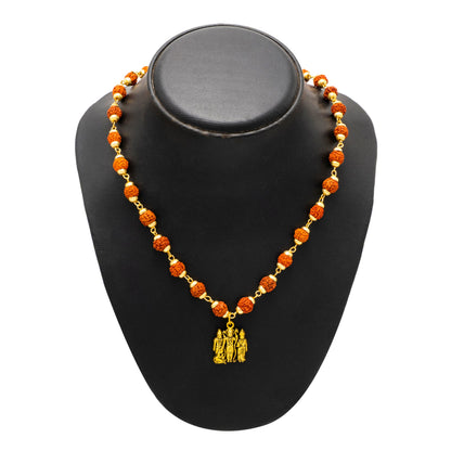 Shining Jewel by - Shivansh Traditional Gold Plated Lord Shri Ram Parivar Rudraksha Pendant Locket for Men (SJN_324)