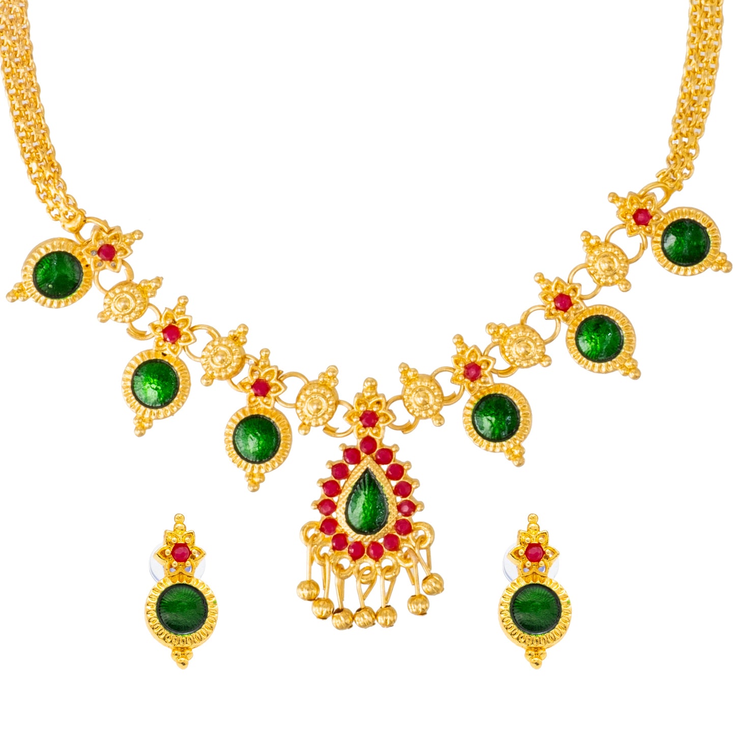 Shining Jewel - by Shivansh Gold Plated Jewellery Inspired Wedding Bridal Necklace Jewellery Set for Women (SJN_325)