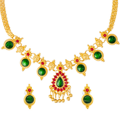 Shining Jewel - by Shivansh Gold Plated Jewellery Inspired Wedding Bridal Necklace Jewellery Set for Women (SJN_325)