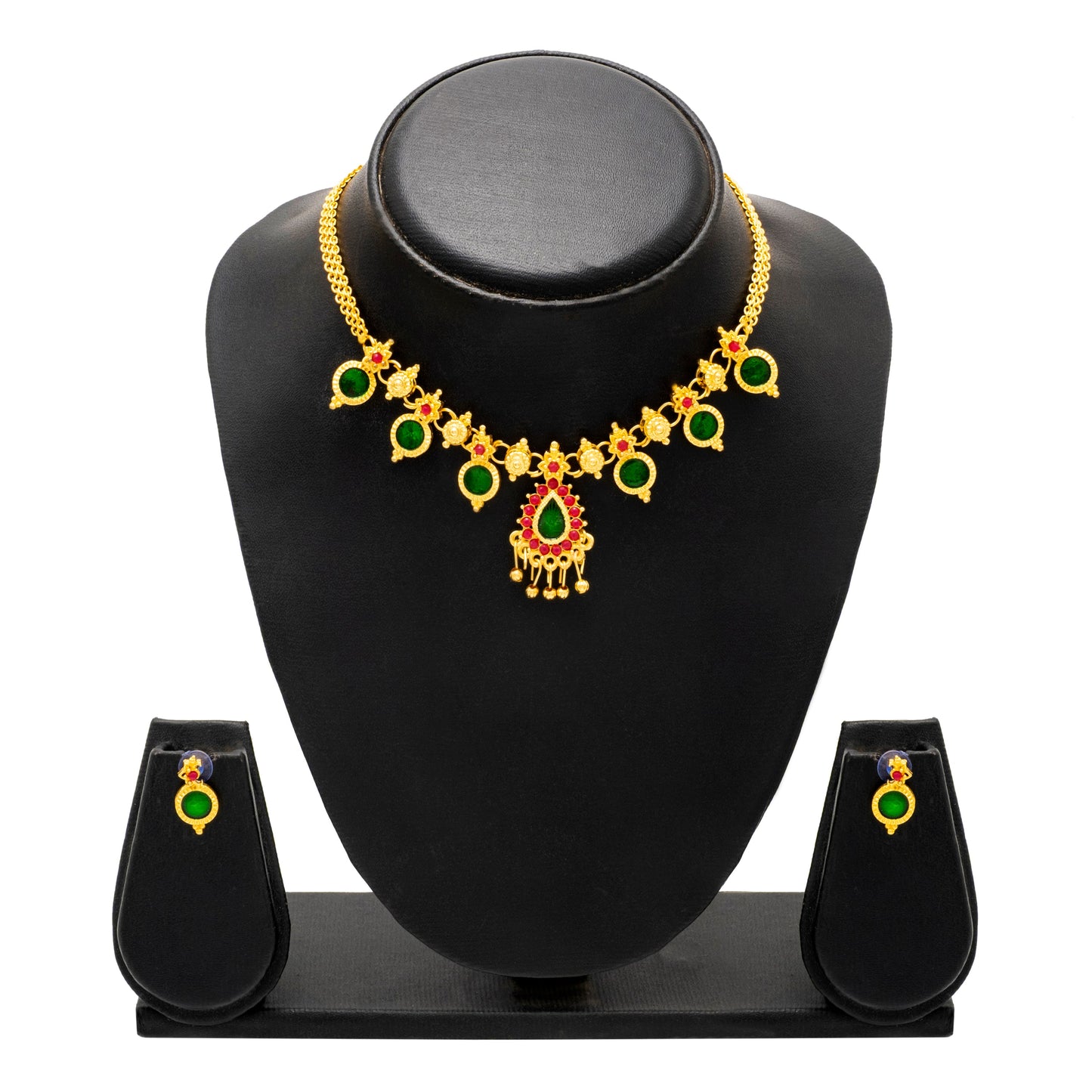 Shining Jewel - by Shivansh Gold Plated Jewellery Inspired Wedding Bridal Necklace Jewellery Set for Women (SJN_325)