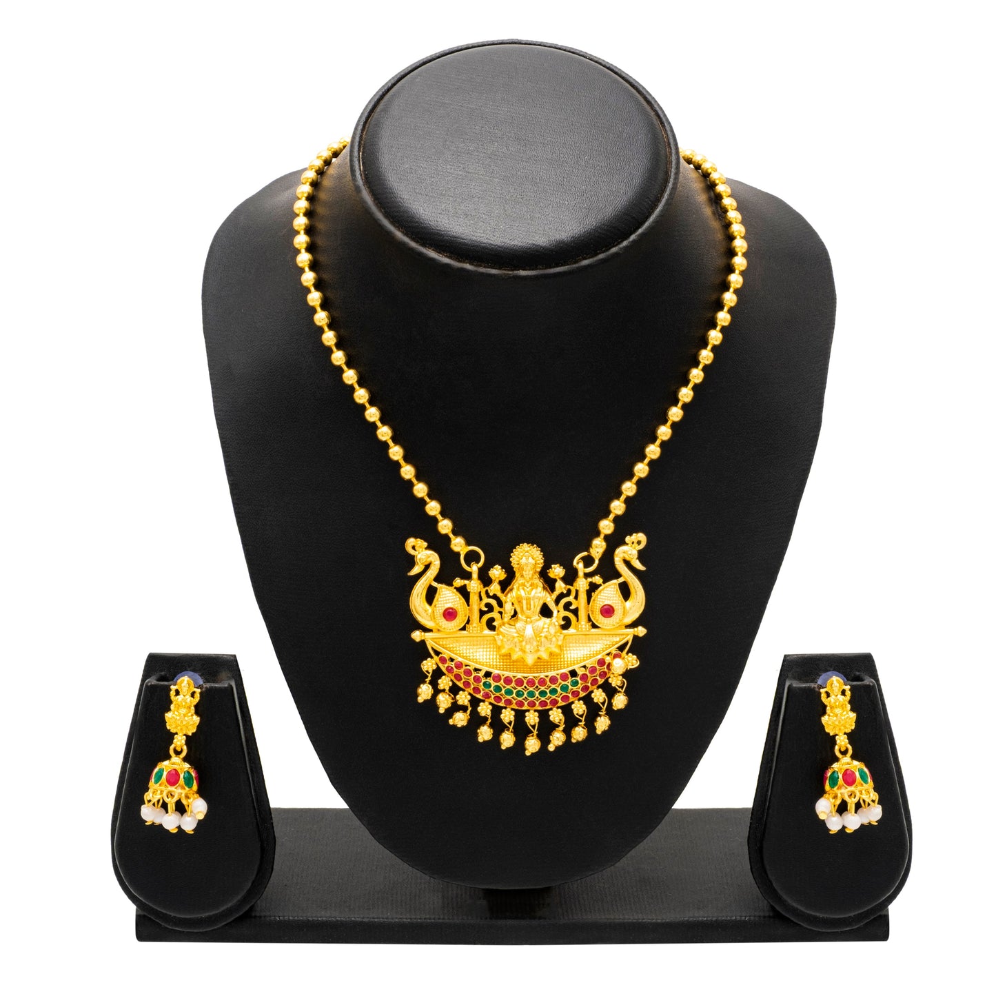 Shining Jewel Handcrafted Antique Gold Plated Long Bridal and Festival Temple Jewellery Necklace With Matching Jhumka Earring For Women (SJN_326)