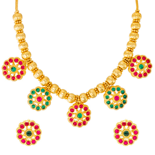 Shining Jewel by Shivansh Traditional Gold Plated Choker Necklace Jewellery Set for Women (SJN_327)