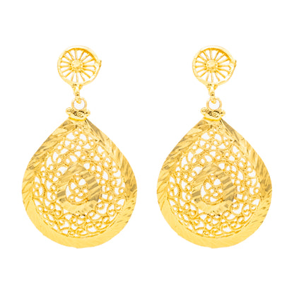 Traditional Gold Plated Flower Design Necklace Chain Jewellery Set for Women (SJN_328)
