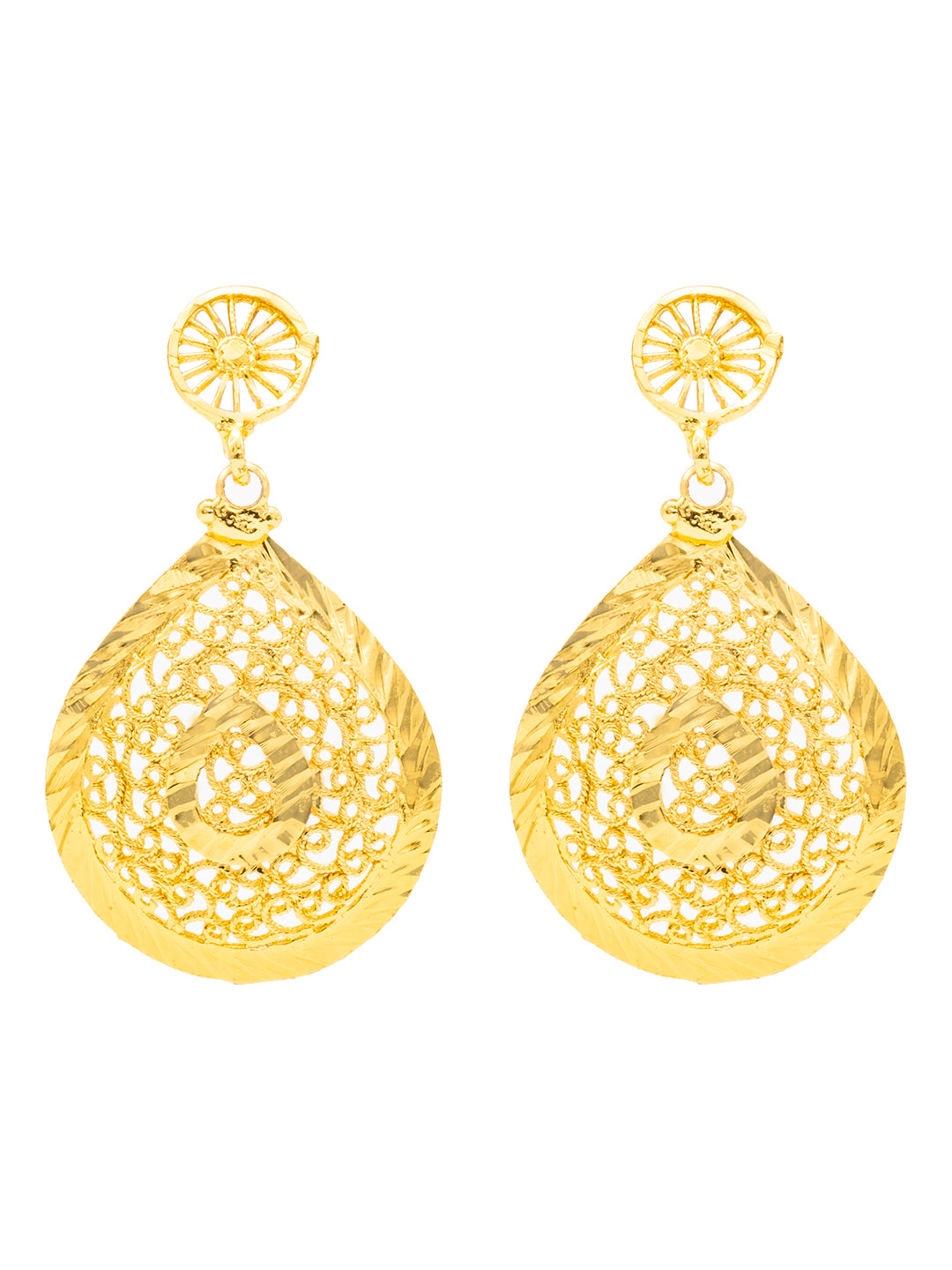 Traditional Gold Plated Flower Design Necklace Chain Jewellery Set for Women (SJN_328)
