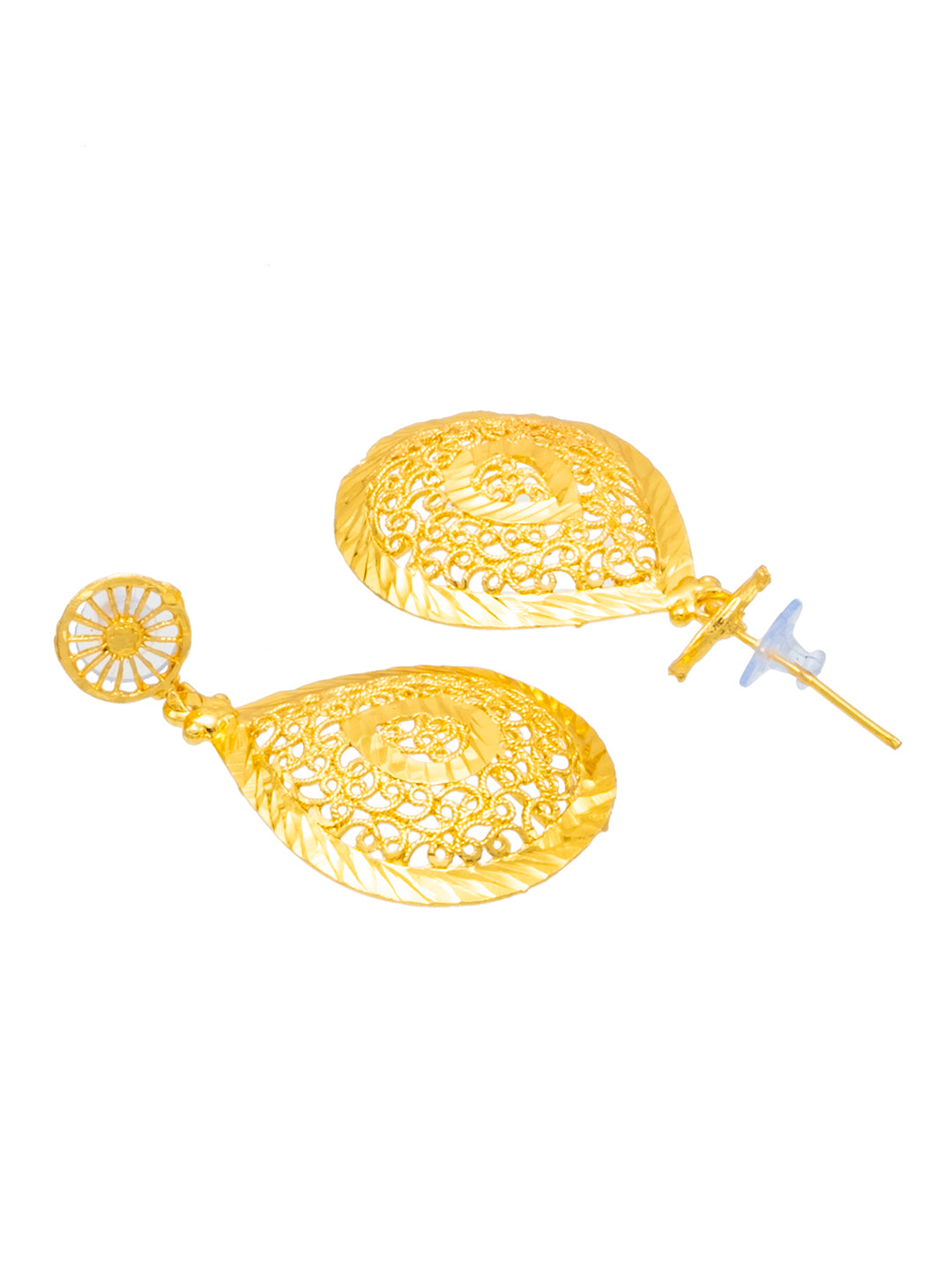 Traditional Gold Plated Flower Design Necklace Chain Jewellery Set for Women (SJN_328)