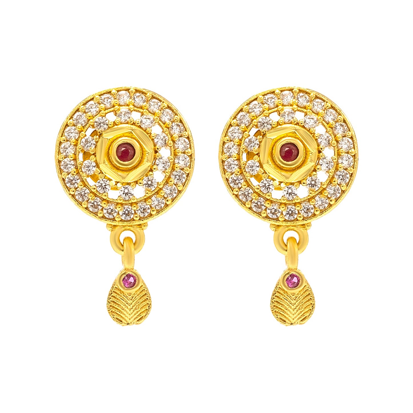Shining Jewel by Shivansh Gold Plated CZ Stone Round Pendant Necklace Set with Matching Earrings for Women & Girls SJN_334