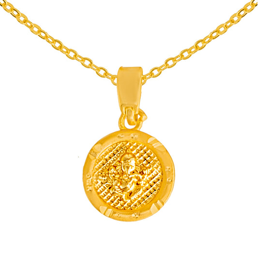 Shining Jewel by Shivansh Gold Plated Ganpati Coin Pendant Chain Necklace for Women & Girls SJN_338_G