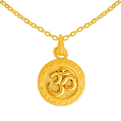 Shining Jewel by Shivansh Gold Plated Round Om Coin Pendant Chain Necklace for Women & Girls SJN_338_O1