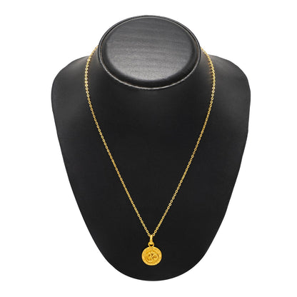 Shining Jewel by Shivansh Gold Plated Round Om Coin Pendant Chain Necklace for Women & Girls SJN_338_O1