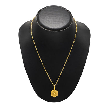 Shining Jewel by Shivansh Gold Plated Square Om Coin Pendant Chain Necklace for Women & Girls SJN_338_O2