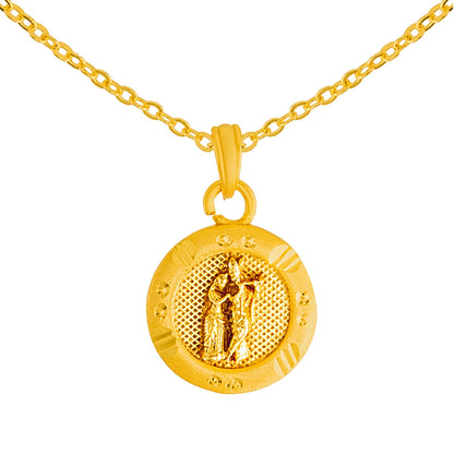 Shining Jewel by Shivansh Gold Plated Radha Krishna Coin Pendant Chain Necklace for Women & Girls SJN_338_RK