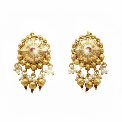 Shining Jewel by Shivansh Traditional Handcrated Multi-Strand Pearl & Kundan Long Necklace Set with Earrings & Adjustable Dori for Women - SJN_340