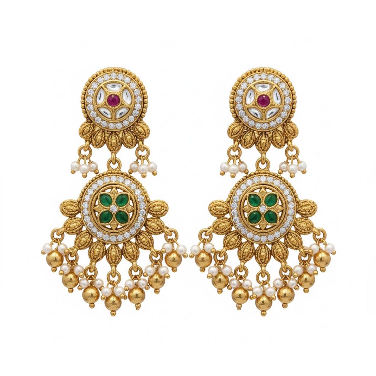 Shining Jewel Traditional Handcrated Indian Matte Antique Gold Plated Kundan,CZ, Pearl,Studded Choker Necklace with Matching Earring Jewelry Set For Women SJN_344
