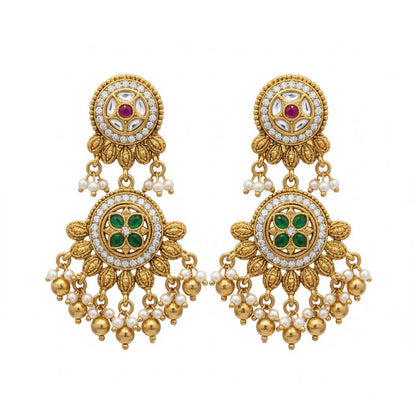 Shining Jewel Traditional Handcrated Indian Matte Antique Gold Plated Kundan,CZ, Pearl,Studded Choker Necklace with Matching Earring Jewelry Set For Women SJN_344