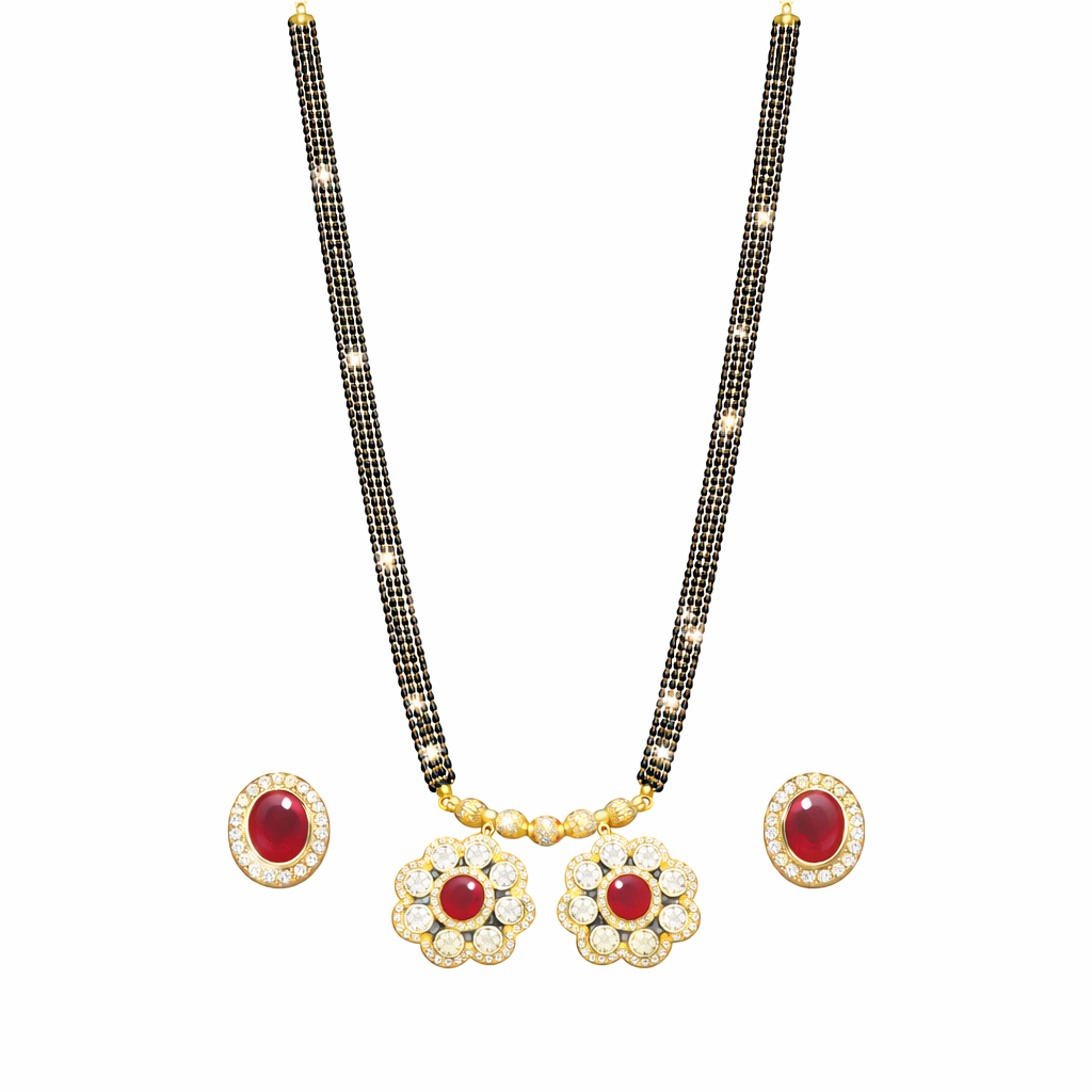 Traditional Long Black Beads Tanmaniya Mangalsutra with Antique Gold Plated Pendant for Women (SJN_347_D1)