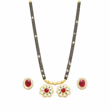 Traditional Long Black Beads Tanmaniya Mangalsutra with Antique Gold Plated Pendant for Women (SJN_347_D1)